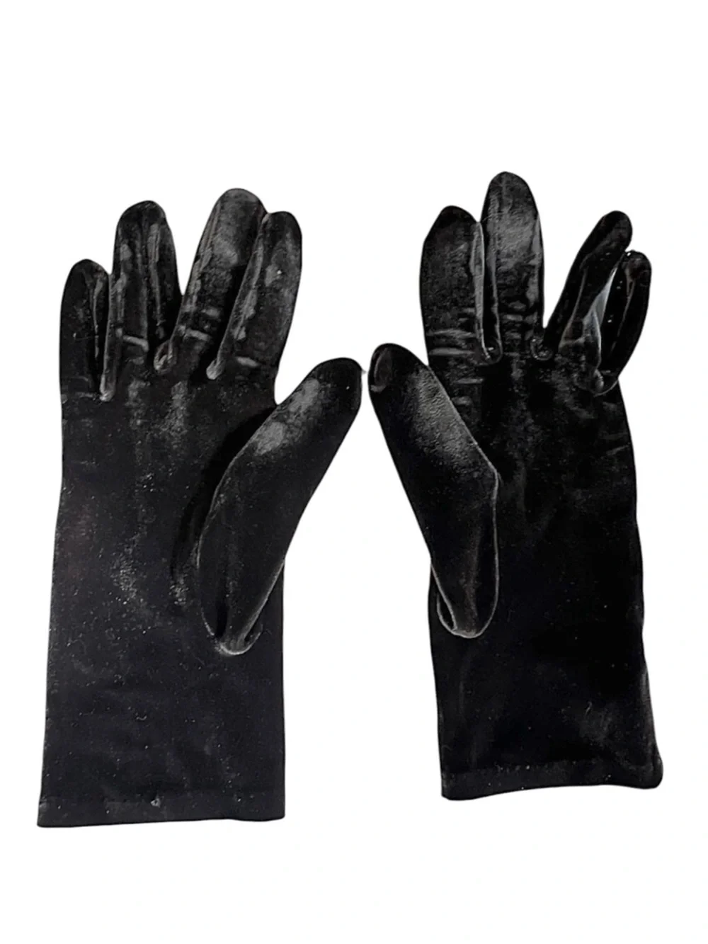 Velvet Bead Embellished Grey Satin Gloves